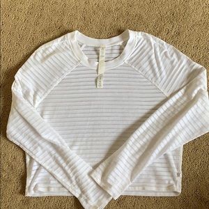 Lulu lemon athletica white (3/4 sleeve) crop top:)